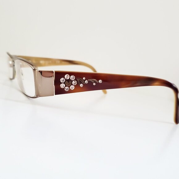 VOGUE Women's Eyewear Frames Gold & Tortoise Floral Rect. VO 3691B 50-15-135 - Picture 2 of 12